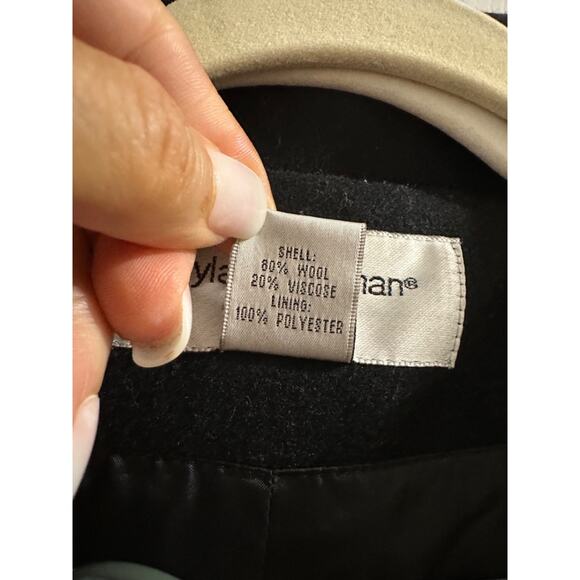 Women’s 24 W Black WOOL MAXI Coat LONG Swingy Back Pleat HEAVY Brylane Classic - Picture 9 of 9